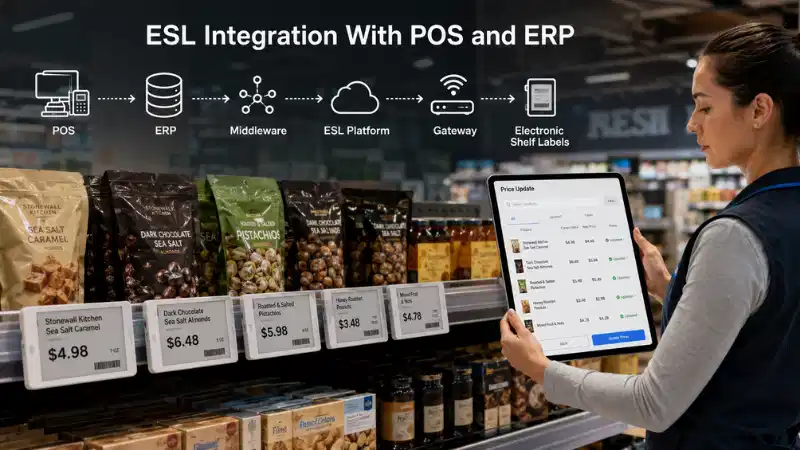 Pag-usa han Elektroniko nga Estante nga Label ha POS ngan ERP: Mga API, Pag-m...